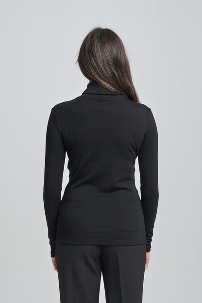 Ultra Warm Pure Merino Wool 240gsm Roll Neck Long Sleeve Black