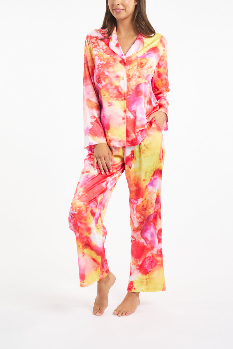 Morning Honey Satin PJ Set Watercolor