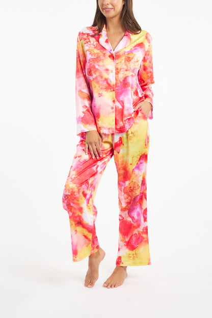 Morning Honey Satin PJ Set Watercolor