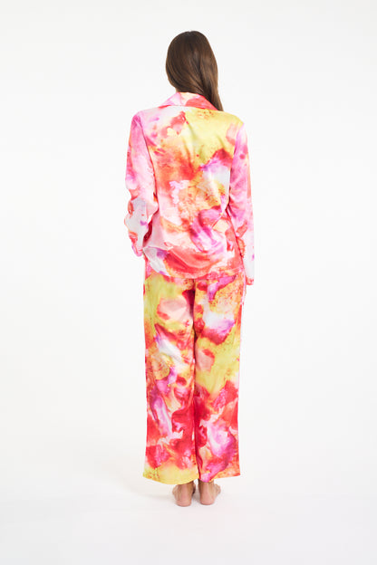 Morning Honey Satin PJ Set Watercolor