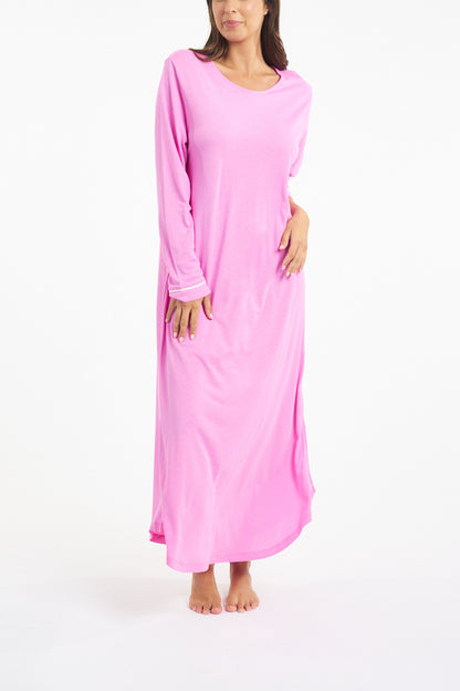Morning Honey Piped Lounge SleepShirt - Rasberry