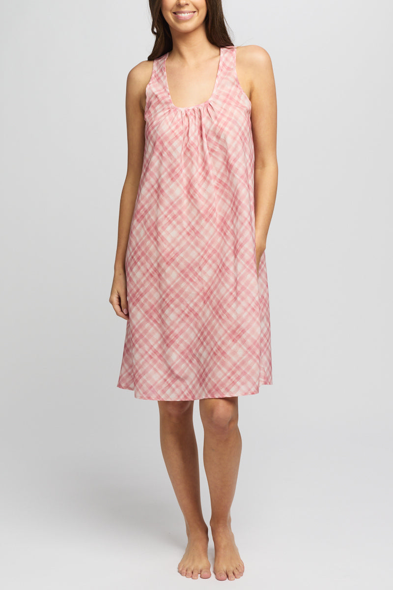 Morning Honey Cotton Voile Nightdress - Musk Gingham