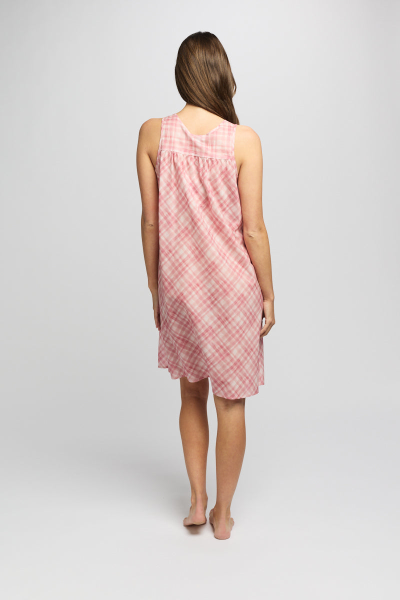 Morning Honey Cotton Voile Nightdress - Musk Gingham