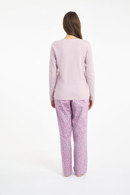 Waffle Knit Long Sleeve Top Pink
