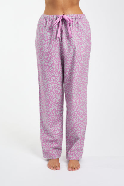 Morning Honey Brushed Cotton PJ Pant - Fuchsia Animal