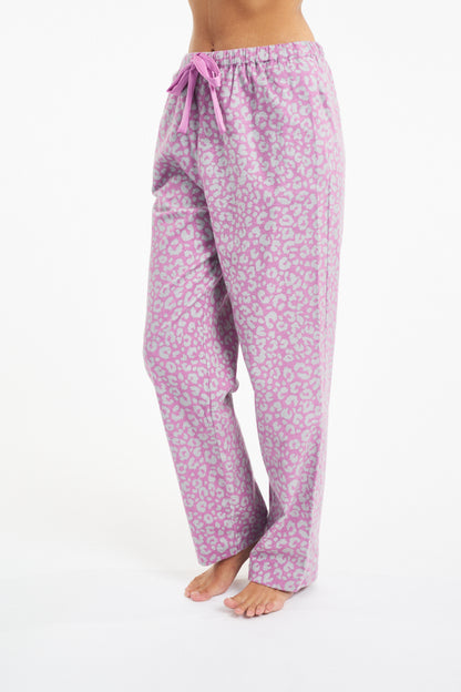 Morning Honey Brushed Cotton PJ Pant - Fuchsia Animal