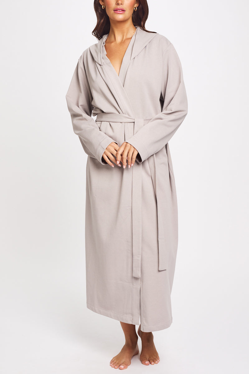 Morning Honey Terry Robe With Hood Stone