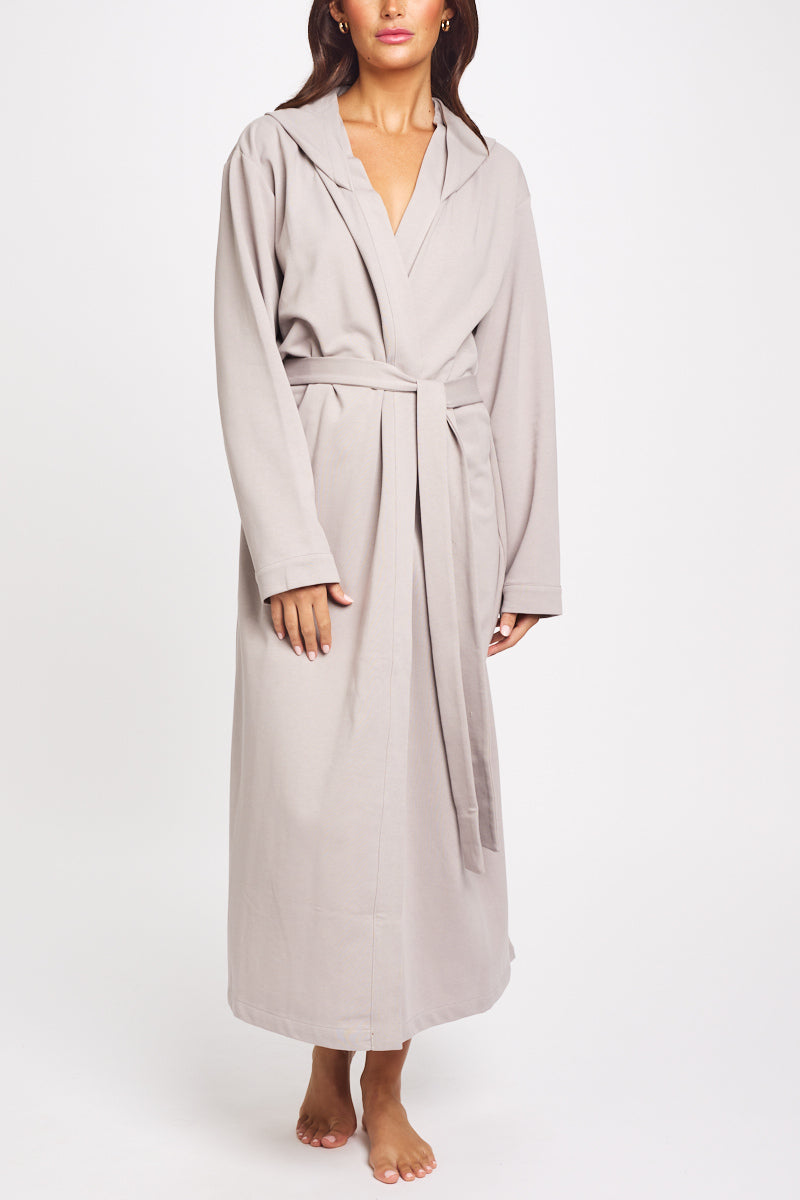 Morning Honey Terry Robe With Hood Stone