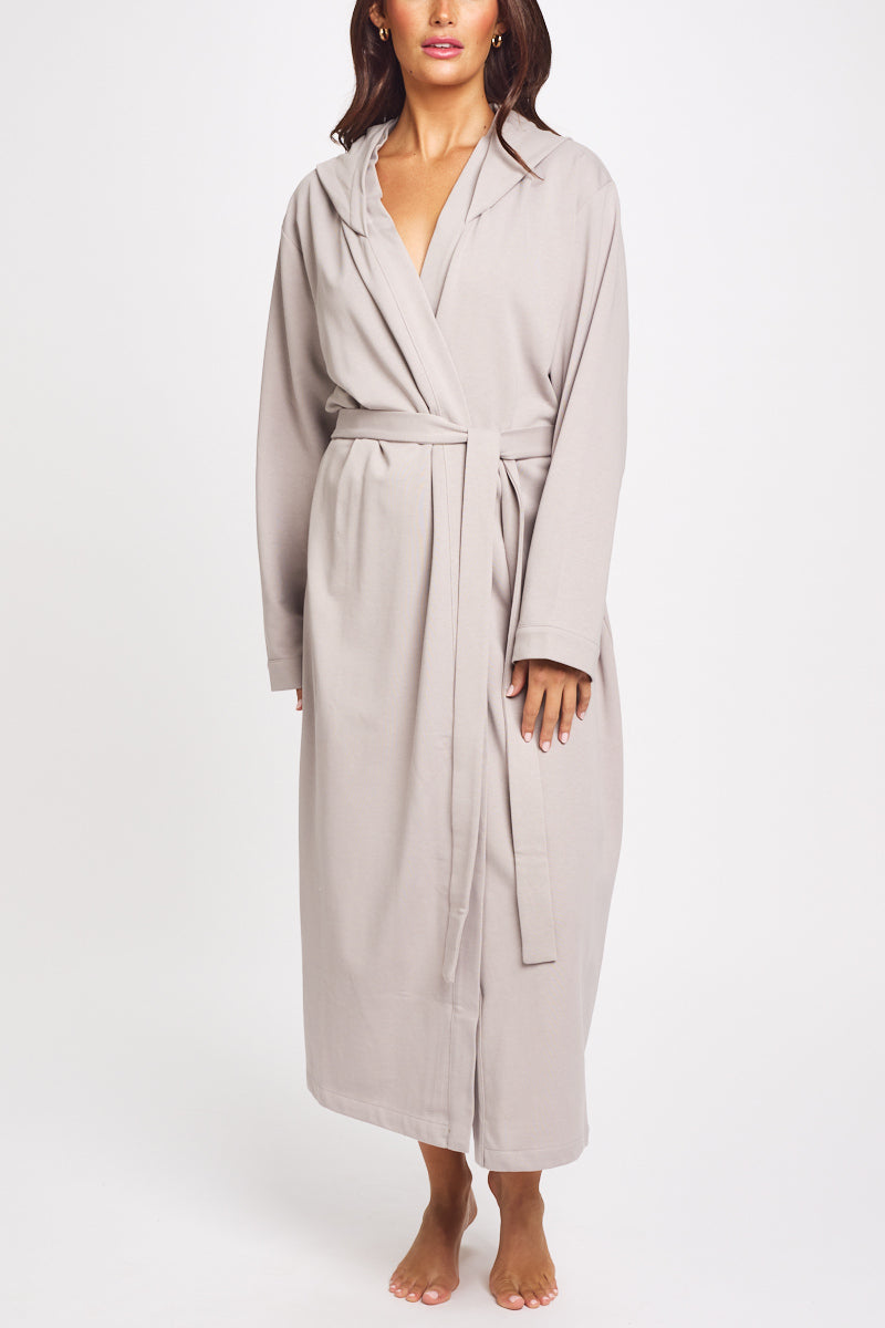 Morning Honey Terry Robe With Hood Stone