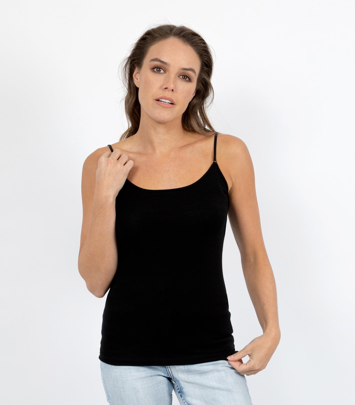 Pure Merino Wool 200gsm Camisole - Black