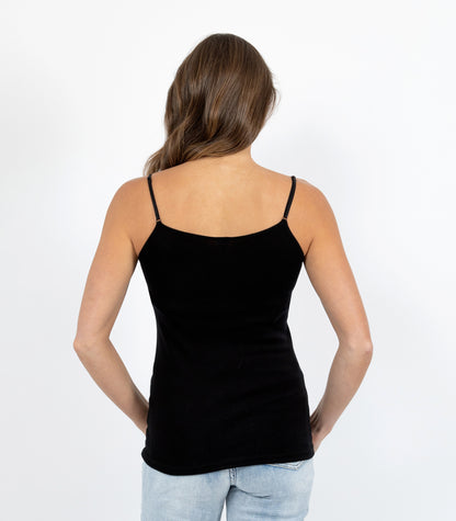 Pure Merino Wool 200gsm Camisole - Black