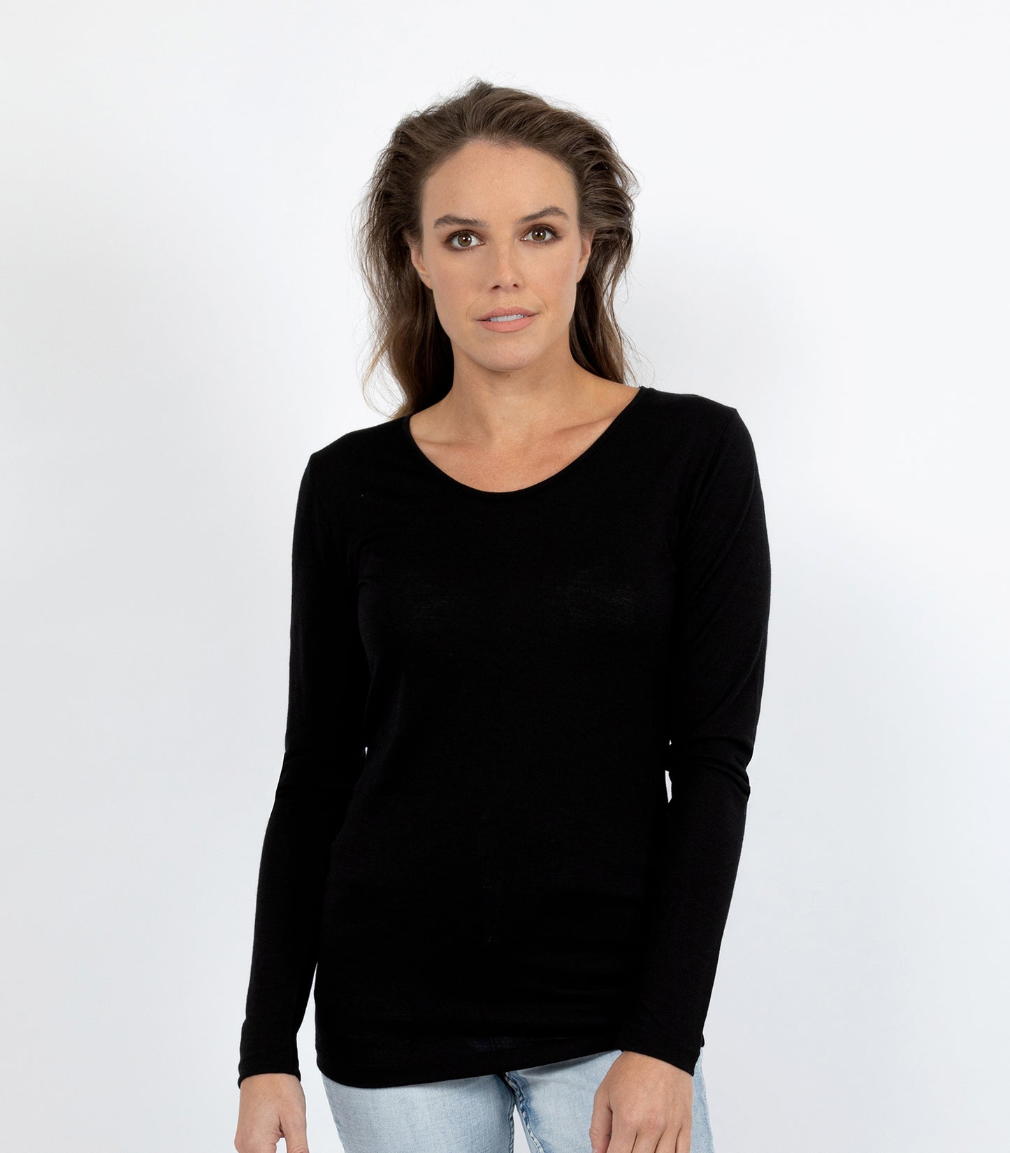 E Wool Long Sleeve Top - Black