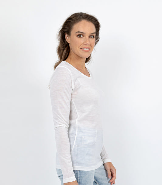 E Wool Long Sleeve Top - Ivory