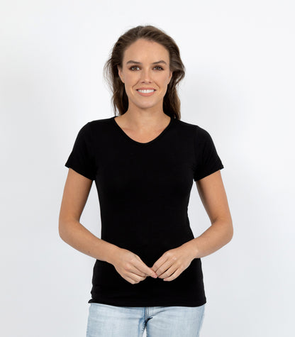 Bamboo Elastane Short Sleeve T-Shirt - Black