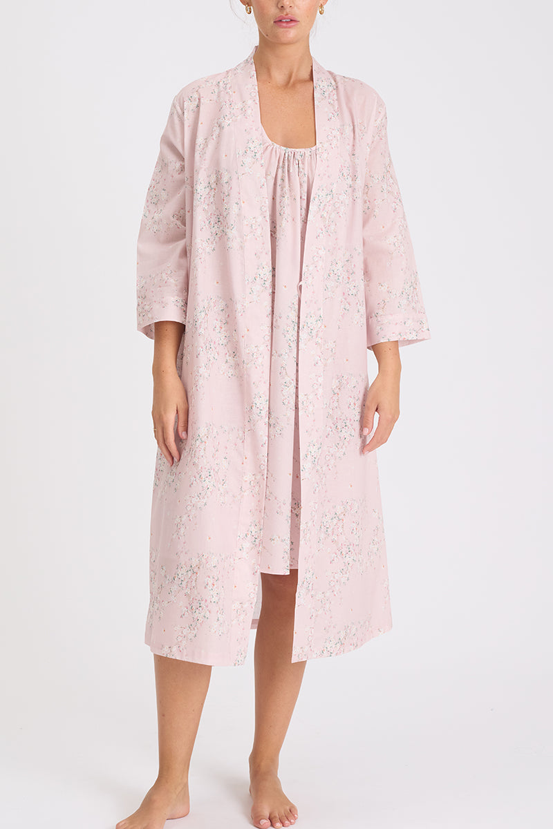 Morning Honey Cotton Voile Robe - Tiny Blossom